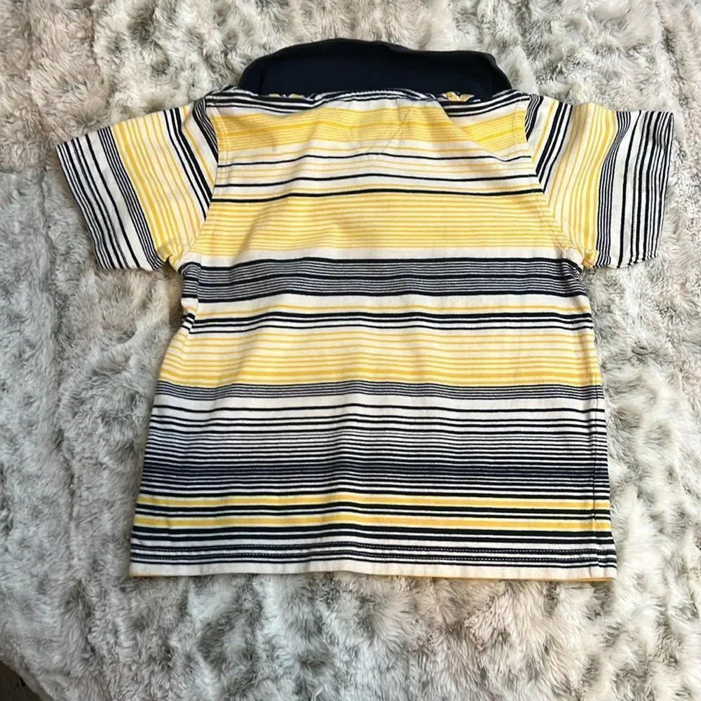 Tommy Hilfiger Boys Blue, White and Yellow Striped Polo Shirt Size 3/3T